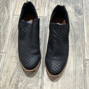 Women's Black Perforated Slip-On Shoes